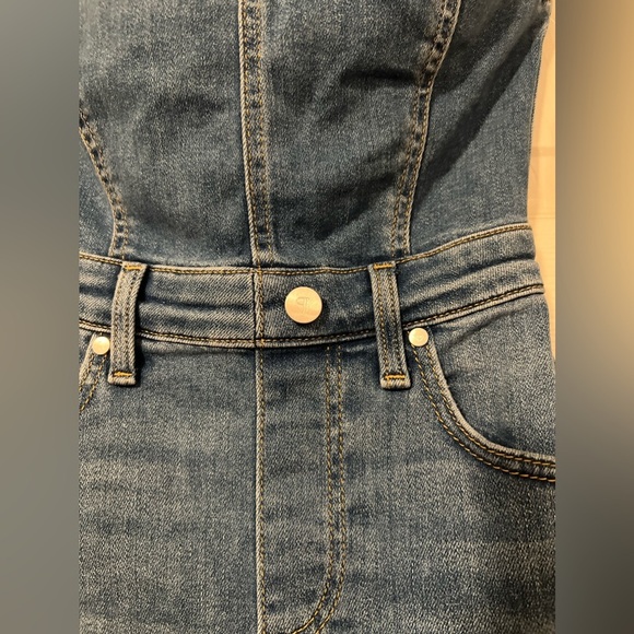 Pilcro Anthropologie $158 The Madi Front Slit Denim Strapless Dress Western Y2K - Picture 7 of 10